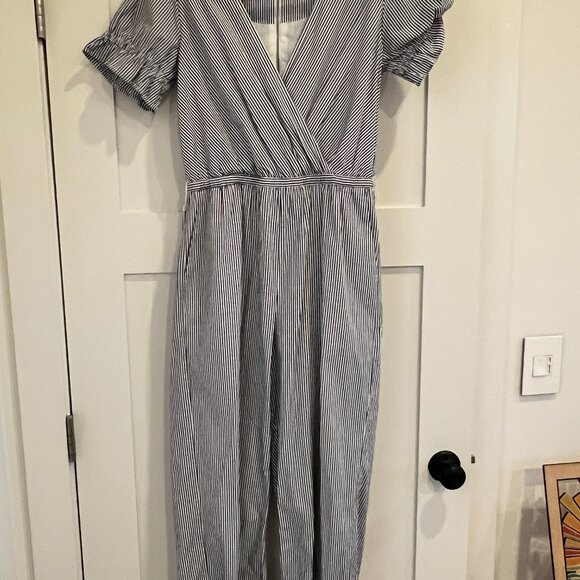 J Crew Ruffle stretch cotton poplin jumpsuit size 4 - Picture 3 of 7